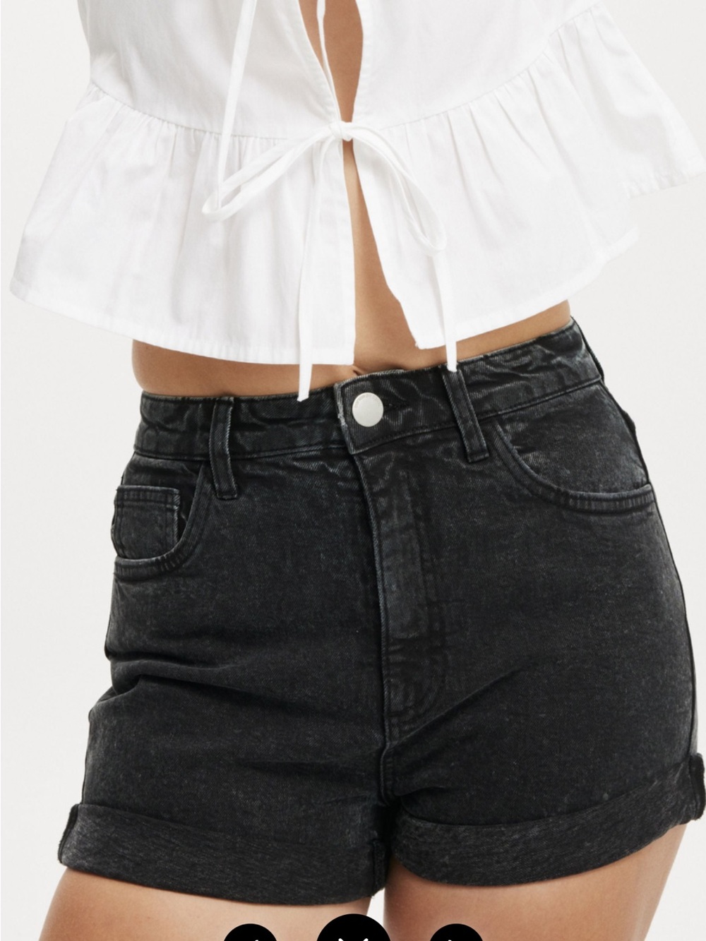 Cotton On High-Waist Black Washed Denim Shorts